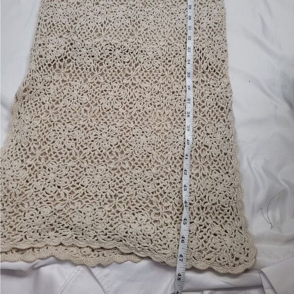 VINTAGE 90s cream crochet festival boho hippie midi dress S - Picture 9 of 9